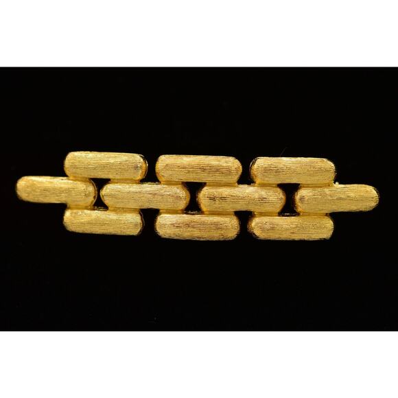 Givenchy Vintage Pin Brooch Brushed Gold Bar Chain Chunky Signed 1980s BinJ